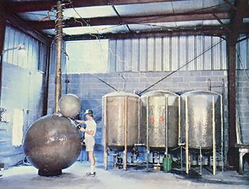 
The McCutcheons' alcohol distillation system. 
